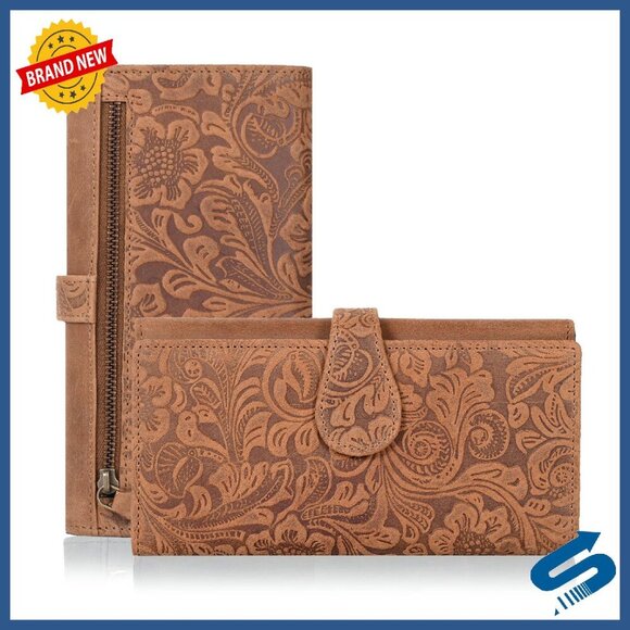 Handbags - Genuine Leather RFID Blocking Trifold Wallet with ID Window